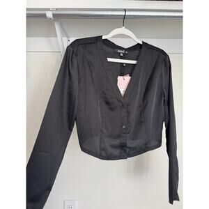 NWT Missguided Satin-Feel Shirt Size Small Black Size 10 (Medium)